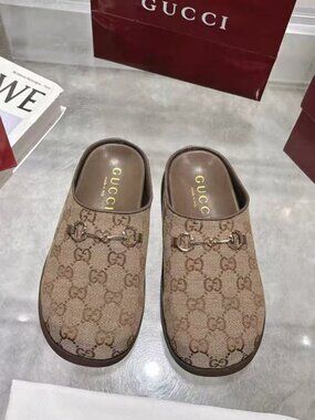 Gucci Classic GG Canvas Horsebit Closed‑Toe Mules